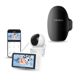 Youha babyfoon met camera en scherm gecombineerd met zwarte baby rocker