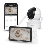 Babyfoons met camera en 5-inch HD-scherm, inclusief mobiele app voor Wi-Fi-monitoring. Dual-connect functie voor zowel beeldscherm als smartphone. Full HD-video, 355° draaibare camera, nachtzicht en tweewegcommunicatie voor altijd en overal contact met je baby of kind.