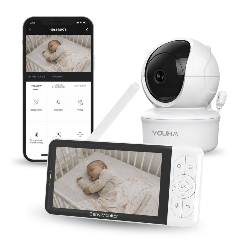 Babyfoon met 1 of 2 Camera('s), Kleuren beeldscherm en App
