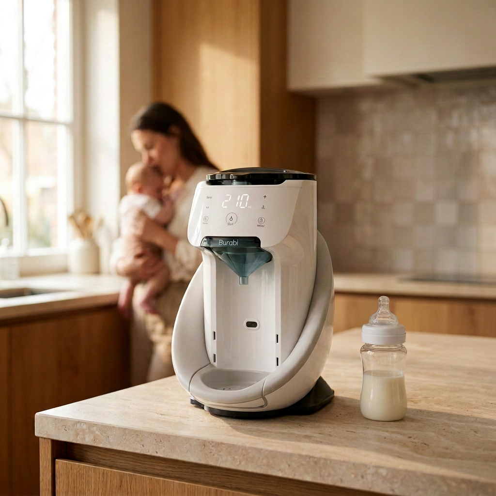 Youha Burabi Babymelk Machine in de keuken voor het bereiden van flesvoeding
