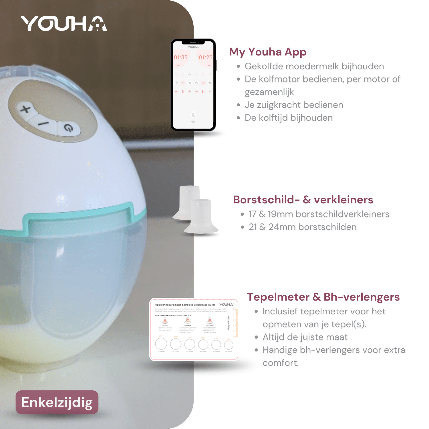 Youha Dubbele draadloze borstkolven APP - Gen 2 - draadloze borstkolven – oplaadbare draagbare borstkolf - BPA vrij - geen snoeren - 22mm & 24mm – borstvoeding – set van 2 stuks - Bedienbaar met APP Youha Dubbele draadloze borstkolven APP - Gen 2 - draadloze borstkolven – oplaadbare draagbare borstkolf - BPA vrij - geen snoeren - 22mm & 24mm – borstvoeding – set van 2 stuks - Bedienbaar met APP