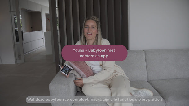 Babyfoon met camera en helder scherm voor de babykamer. Volledig draadloos en handig in gebruik. 