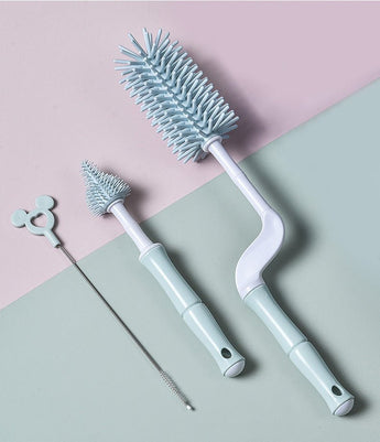 Youha flessenborstel set met siliconen schoonmaakborstel, speenborstel en ragger, ideaal voor het reinigen van babyflessen en kolfonderdelen.
